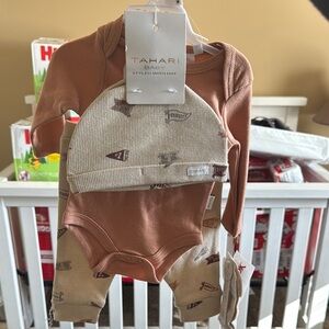 Tahari Baby Brown and Cream Outfit Set